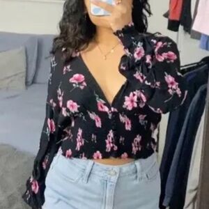 Black Floral Long Sleeve Shirt